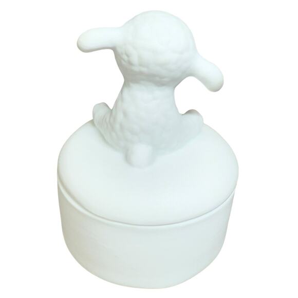 Hallmark Keepsake First Tooth & Curl Set Ceramic Little Lamb Trinket Boxes 2.5" - Picture 7 of 13